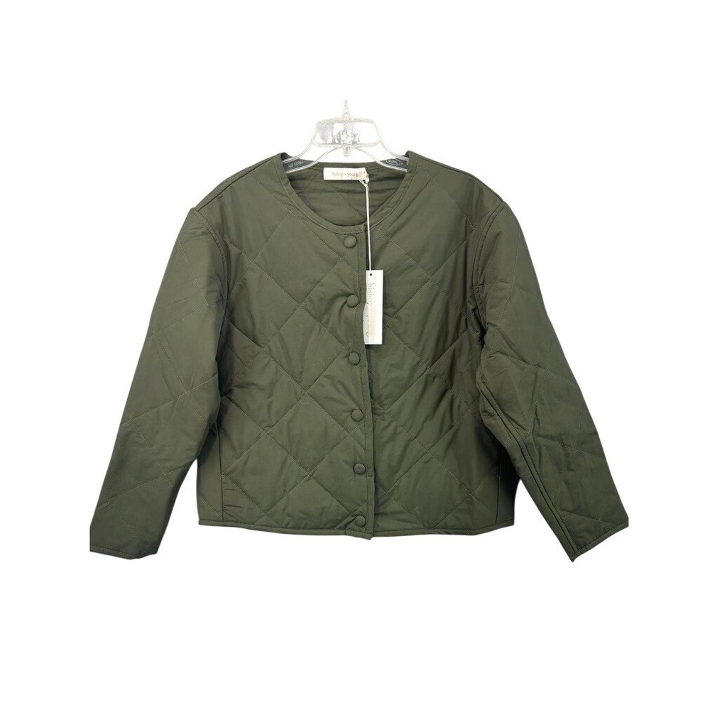 NWT Bishop + Young Anthro Jacket Sz L Buchanan Shell Olive Quilted Snap Gorpcore